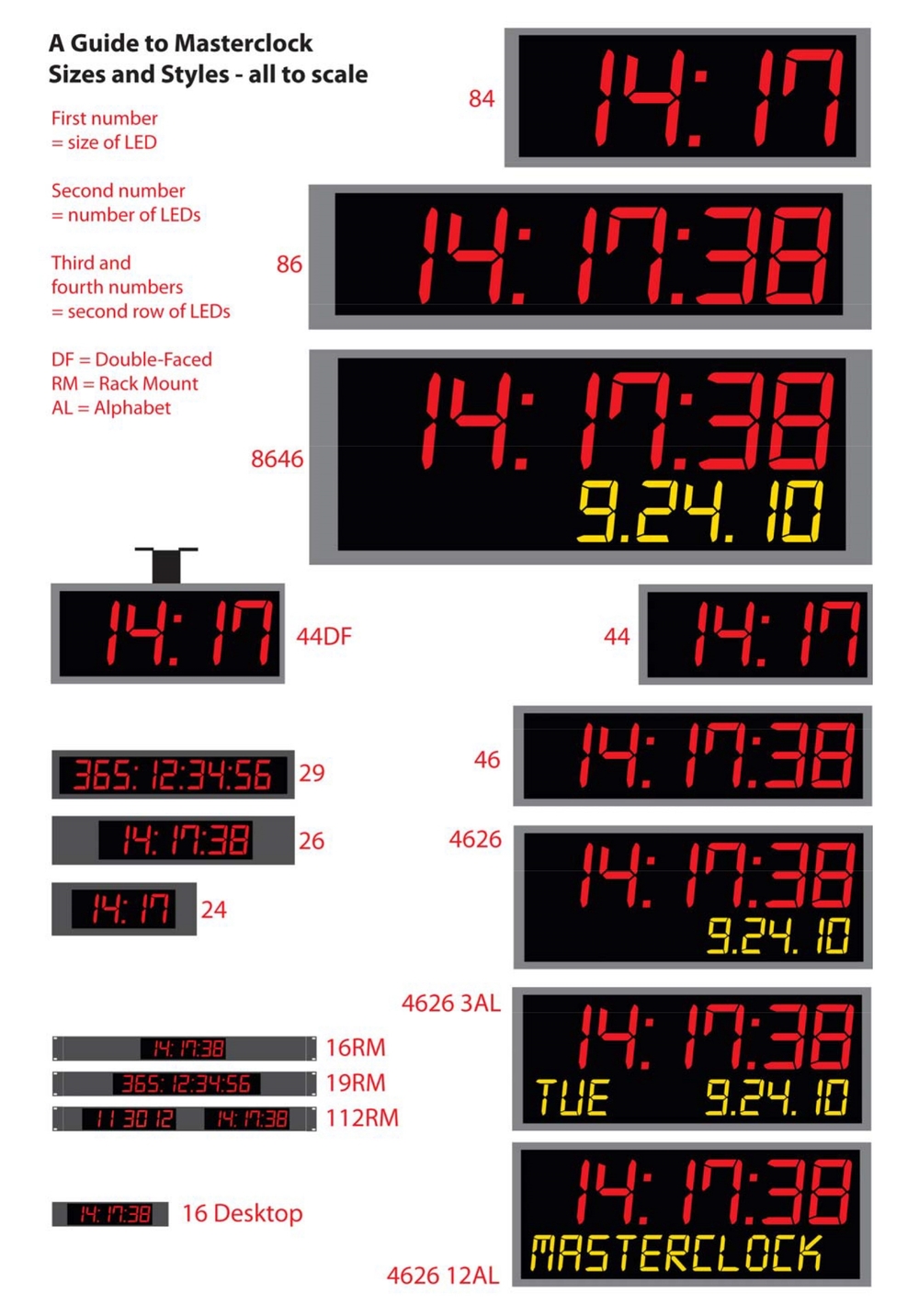 Masterclock Size & Styes Guide